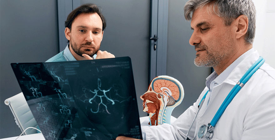 Doctor explaining about brain scans
