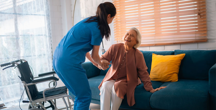 PA Helping patient to stand up